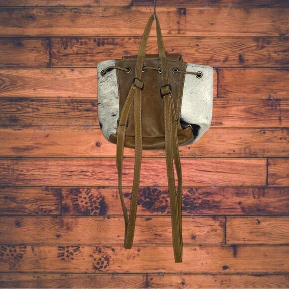 Myra Upcycled Cowhide & Leather Must Have Backpack Bag - Picture 2 of 6